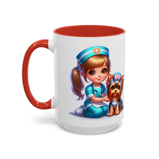 Yorkie and a Nurse Mom Accent Coffee Mug (11, 15oz)